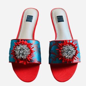 WHBM 6.5 LIV Coral Placed Scuba Blue Flats NWT